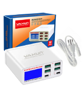 MEDIDOR DIGITAL DE VOLTAGEM / CARREGADOR 4 PORTAS USB 2 TIPO C 72W YAXUN - YX-896C