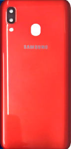 TAMPA TRASEIRA SAMSUNG M20 VERMELHA COM LENTE