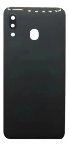 TAMPA TRASEIRA SAMSUNG A20 PRETA COM LENTE