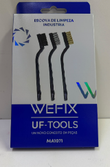 MA1071 - KIT 3 ESCOVAS DE LIMPEZA CABO NYLON / FIO DE NYLON / AÇO / COBRE - WEFIX